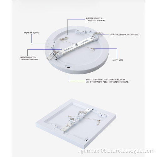 18w Adjustable Round LED Panel Light with Motion Sensor and Cut Hole